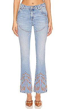 Understated Leather Western Stretch Jeans in Cowboy Tears Blue from Revolve.com | Revolve Clothing (Global)