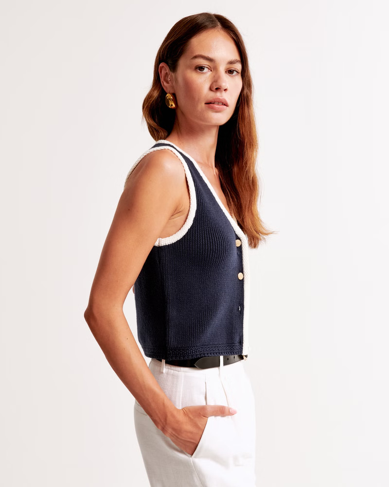 Women's The A&F Mara Button-Up Sweater Vest | Women's Tops | Abercrombie.com | Abercrombie & Fitch (US)