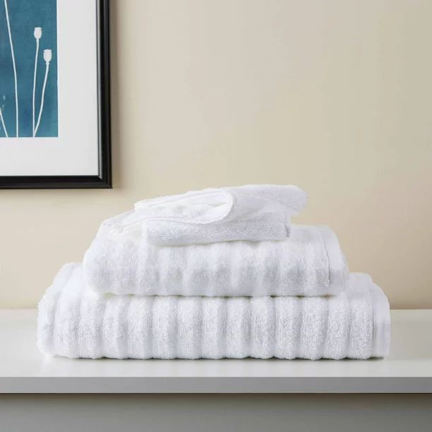 Mainstays Performance Textured 6-Piece Bath Towel Set - Arctic White | Walmart (US)