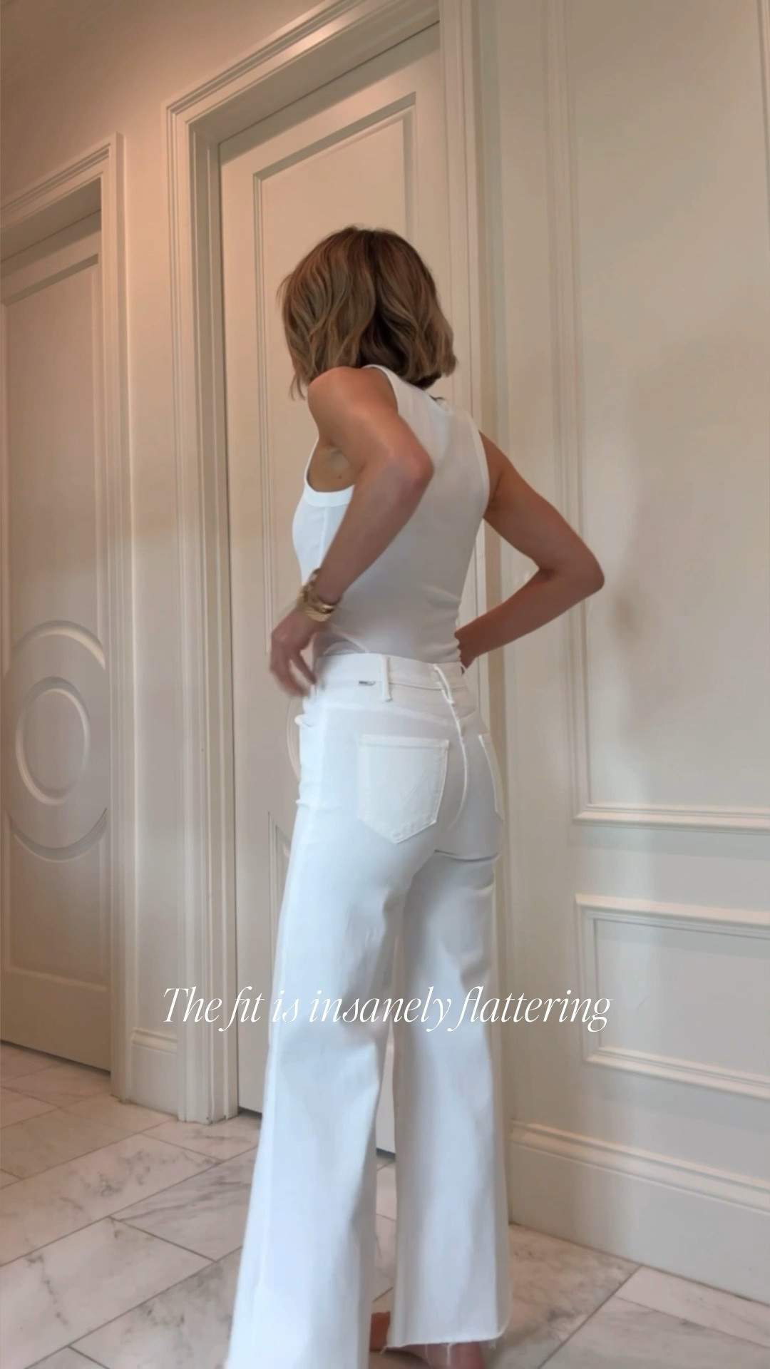 One of my favorite pairs of Mother jeans in a white wash for spring/summer. The fit is perfection. I'm 5'7 and wearing my true size 25 these fit tts 