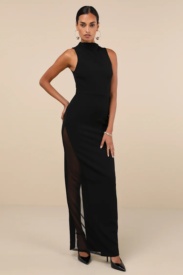 Alluring Influence Black Mock Neck Sleeveless Maxi Dress | Lulus