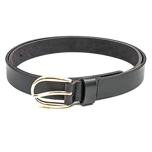 Anchor21 Genova Womens Black Belt - L - 35 mm Full Grain Leather Polished Brass Buckle Smooth Sol... | Walmart (US)