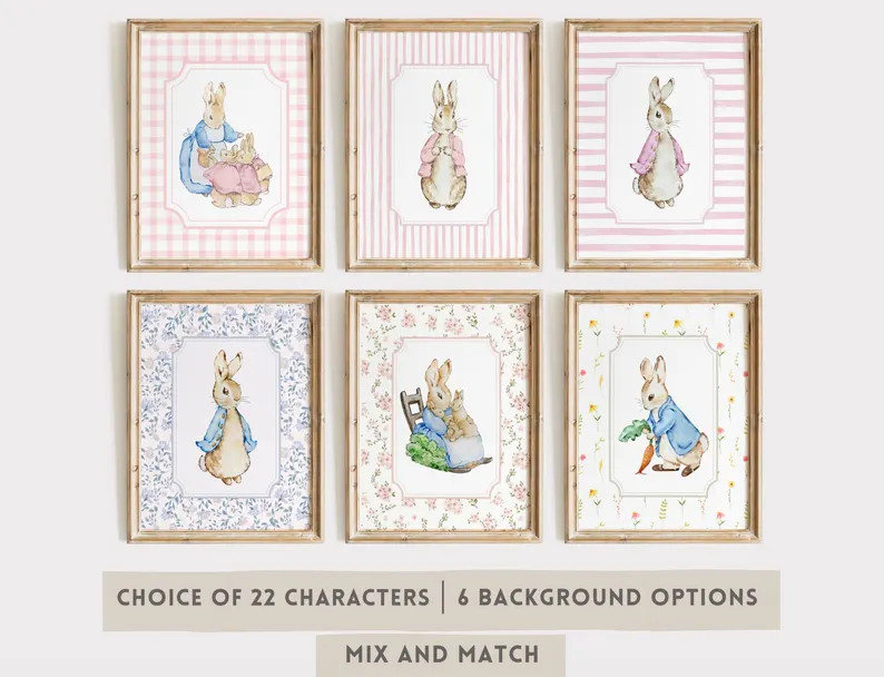 Peter Rabbit Nursery Prints, Vintage Nursery Decor Girl, Beatrix Potter Gallery Wall Art, Playroo... | Etsy (US)