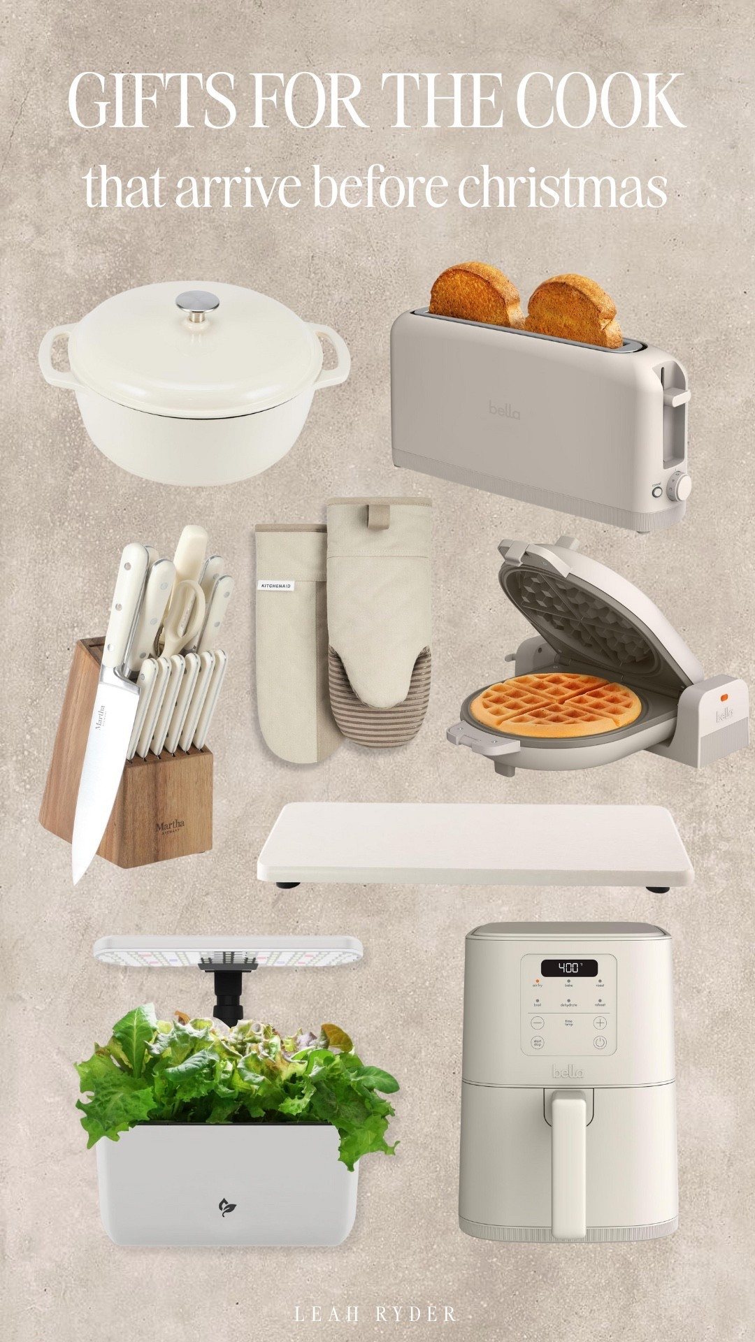 This guide features Amazon kitchen gifts that arrive before Christmas. Essentials like Dutch ovens, knife blocks, and oven mitts are ideal for home cooks. Small appliances like waffle makers, air fryers, and slim toasters upgrade countertop convenience. Indoor garden kits and warming trays add functional, thoughtful options for anyone who entertains.


#LTKHoliday #LTKGiftGuide