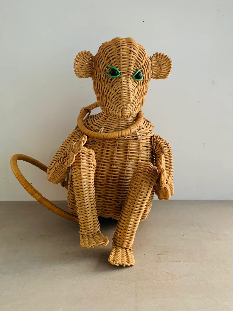 1950s Wicker Monkey Purse, Bohemian Odd Decor - Etsy | Etsy (US)