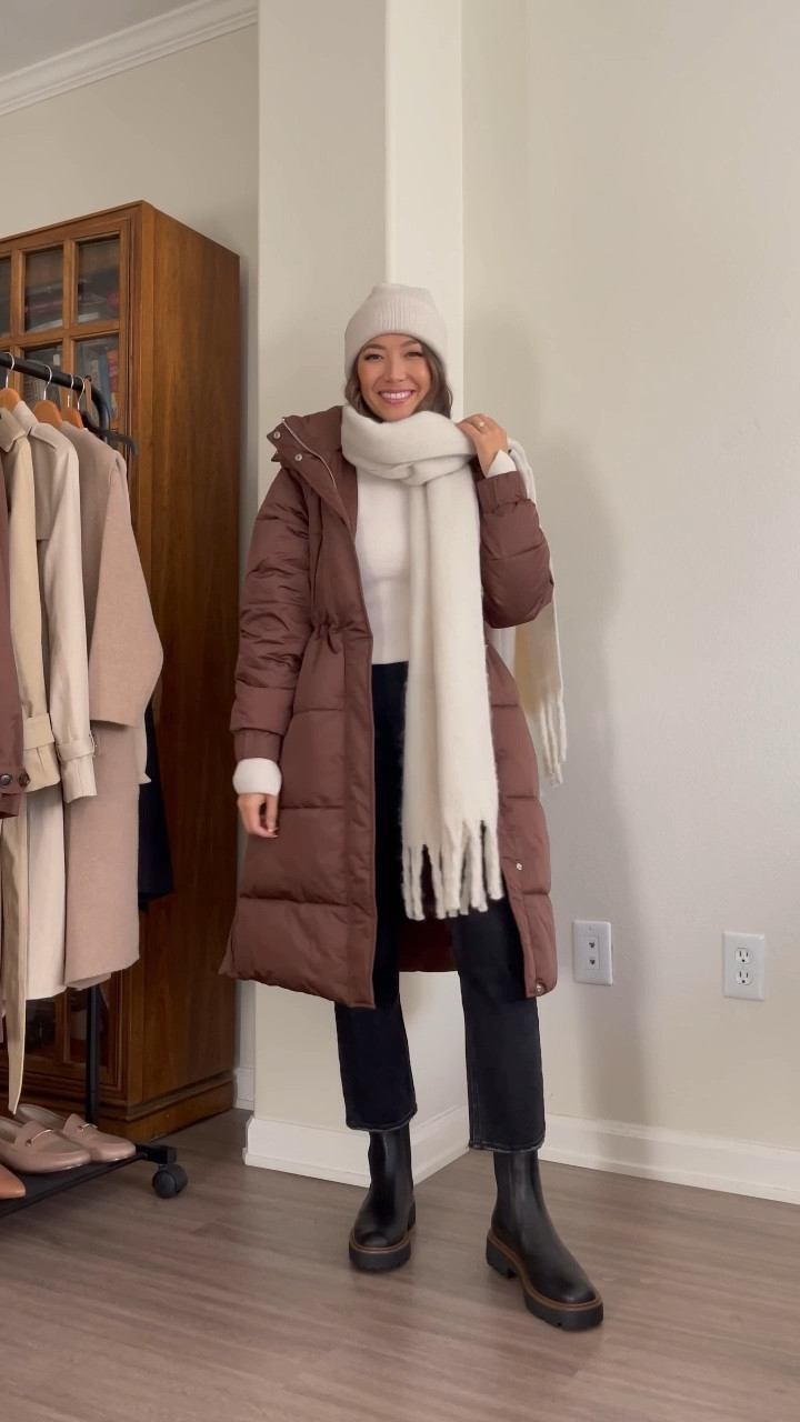 Cold-weather winter layered look Abercrombie is 30% off everything plus take an additional 15% off with a code cyberAF!
- puffer coat: XS petite —runs long! -Sweater: small
- jeans: tts 
white scarf / beanie / winter outfit 

#LTKSeasonal #LTKCyberweek #LTKstyletip