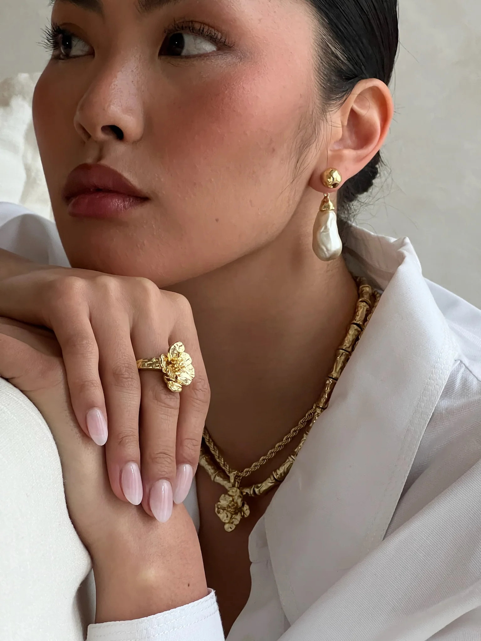 Hammered Pearl Earring | We Wore What