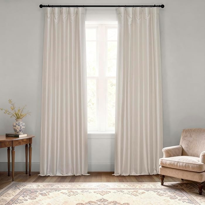 HPD Half Price Drapes Faux Dupioni Silk Curtain Vintage Textured for Room Decor 50" W x 96" L (1 ... | Amazon (US)