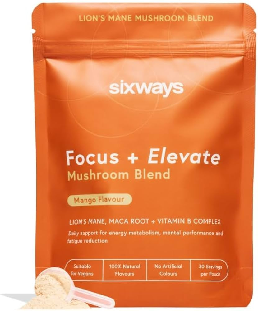 Sixways Focus and Elevate, Lion's Mane Supplement, Mango Flavour, Vitamin B12, 30 Servings (150g)... | Amazon (UK)