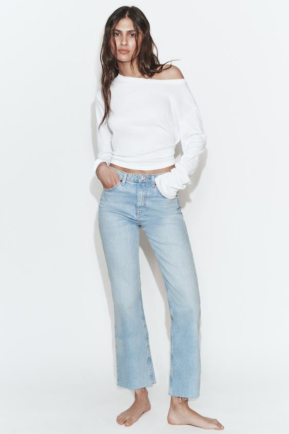 TRF HIGH-WAIST CROPPED FLARE JEANS | Zara US