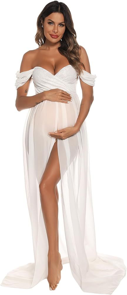 COSYOU Maternity Dress for Photography Baby Shower Dress Party Gown Costume Long Dresses Lingerie... | Amazon (US)