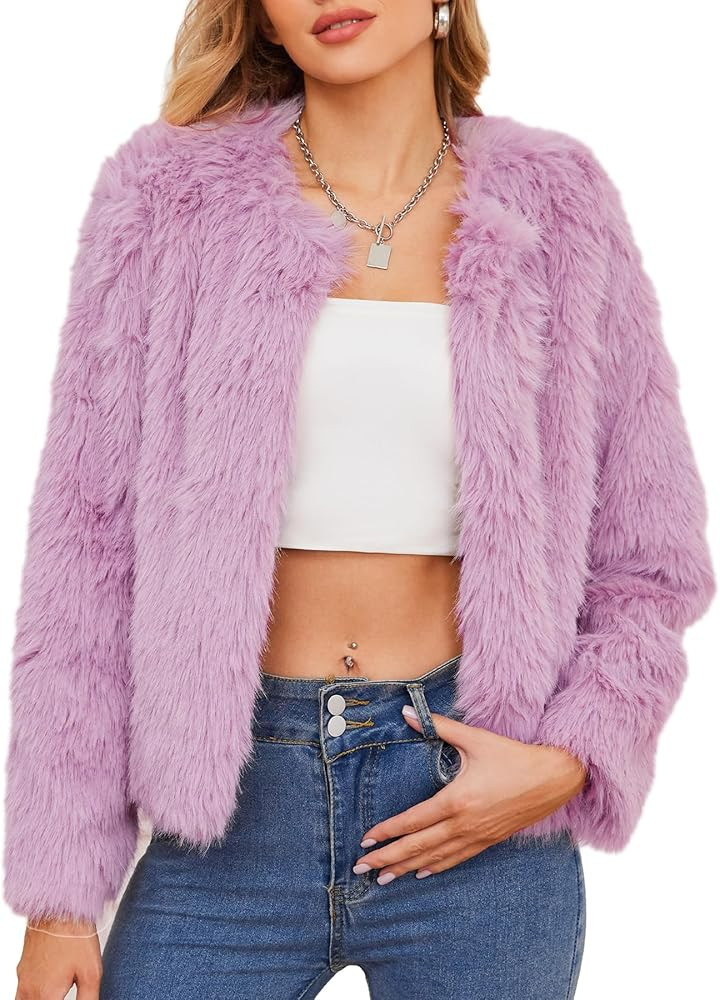 Zando Womens Fur Coat Long Sleeve Pockets Cropped Jacket Women Outwear Warm Winter Coats for Wome... | Amazon (US)