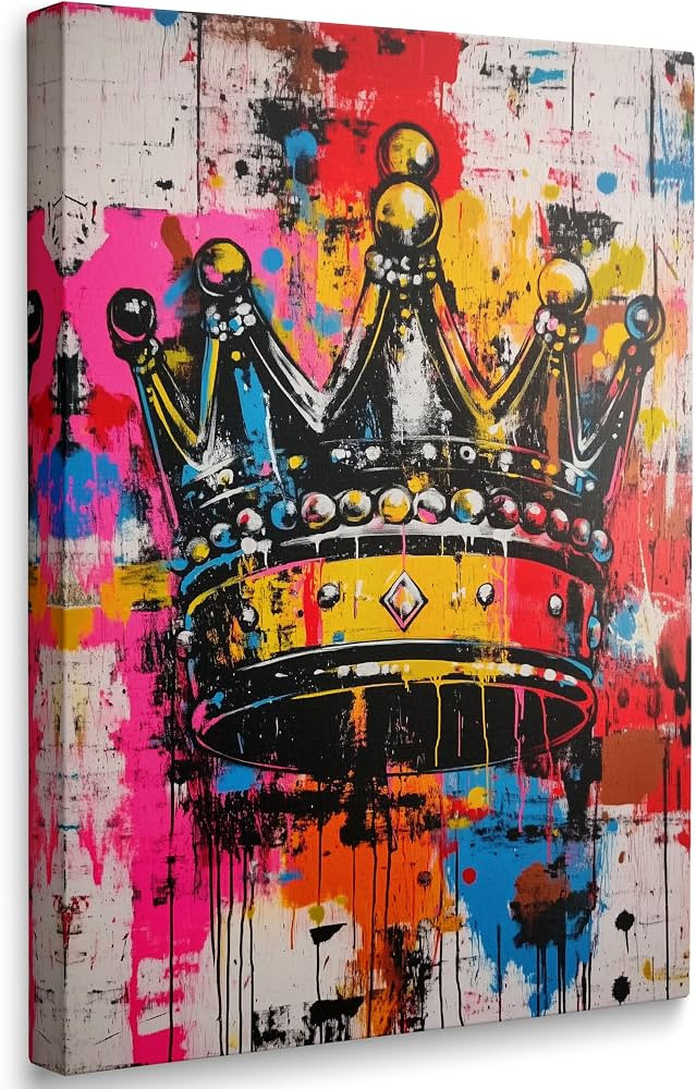 Framed Banksy Crown Abstract Street Basketball Room Canvas Art Wall Decor, for Teen Boy Room Hip ... | Amazon (US)