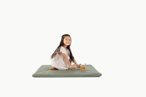 Gathre Baby Play Mats for Floor, Padded Square Crawl Mat, Made of Premium Water-Resistant Vegan Leather, Anti-Slip, Foldable, Wipeable Changing Pad - Thyme | Amazon (US)