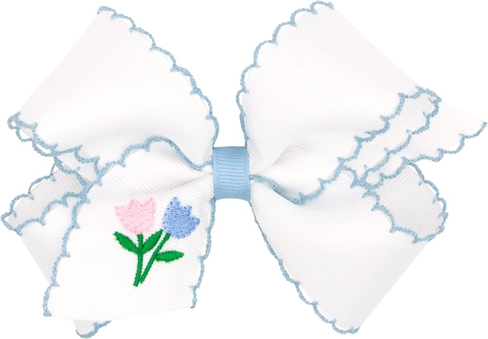 Wee Ones Girls' Easter Themed Stitch Edge Embroidered Grosgrain Hair Bow on a WeeStay No-Slip Hai... | Amazon (US)