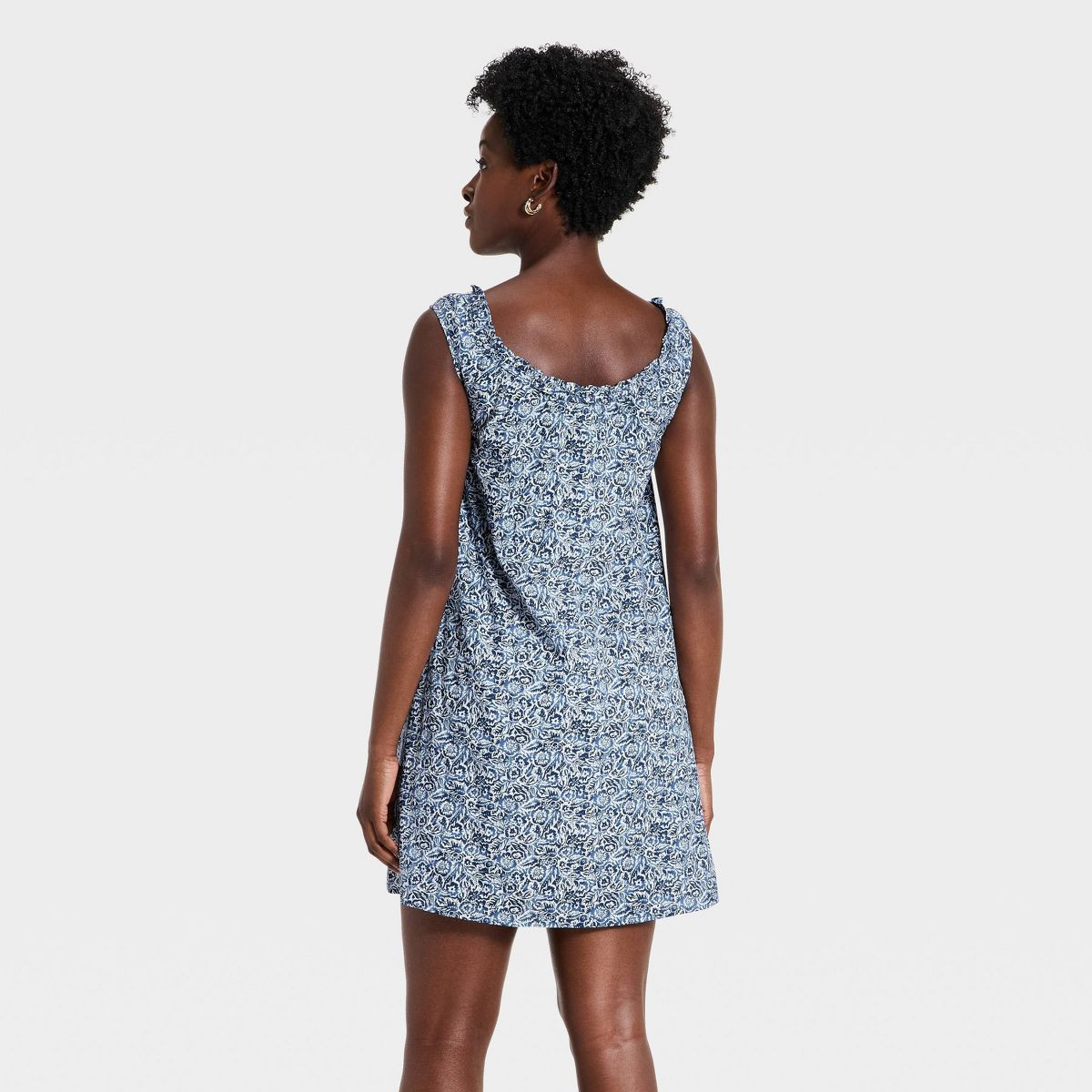 Women's Mini Swing Shift Dress - Universal Thread™ Navy Blue Floral S | Target