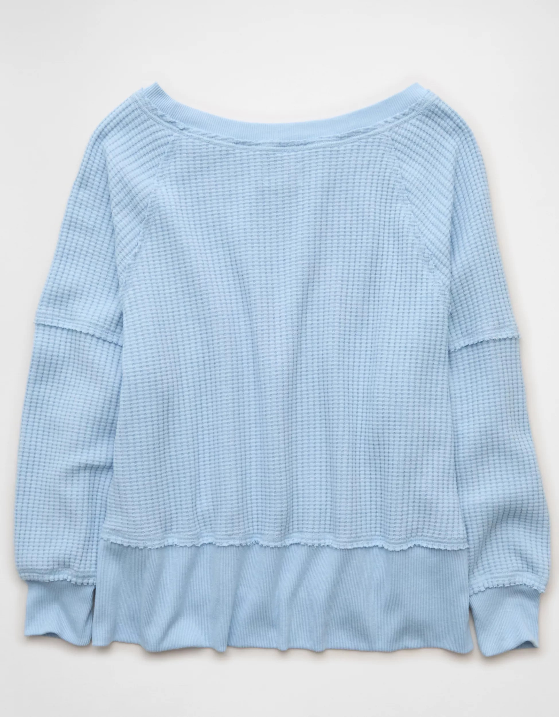 AE Big Hug Off-The-Shoulder Waffle Sweatshirt plus size extended midsize | American Eagle Outfitters (US & CA)