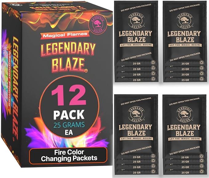 12 Pack Legendary Blaze Magical Flames Fire Color Changing Packets - Fire Pits and Campfire Acces... | Amazon (US)