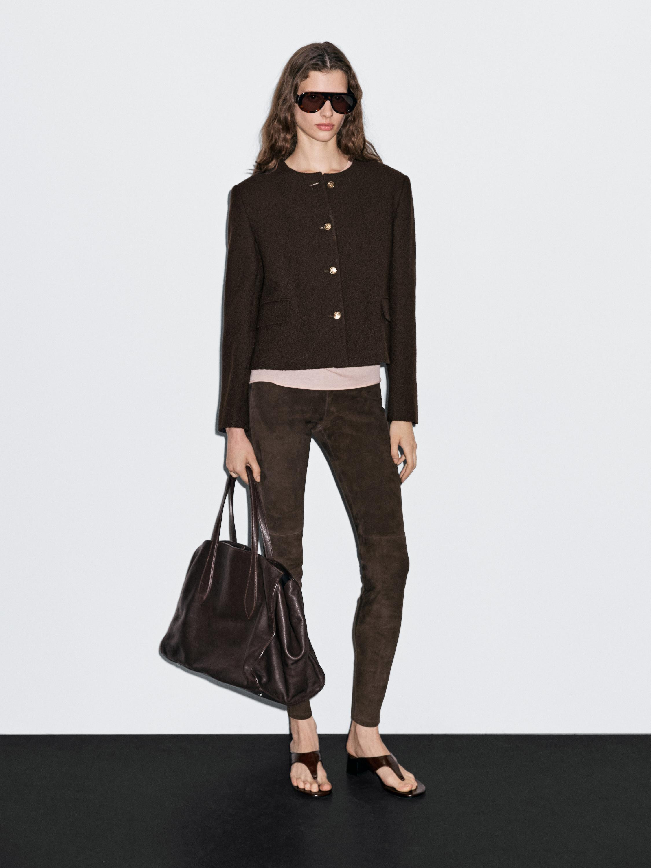 Cropped jacket with buttons | Massimo Dutti UK