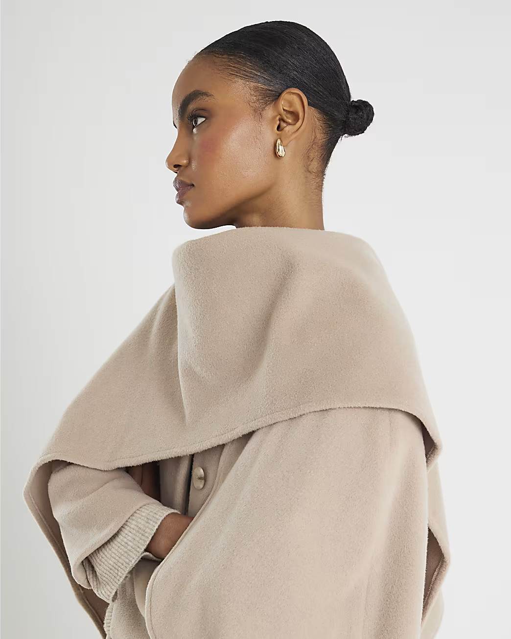 Cream Scarf Cape Coat | River Island UK & IE
