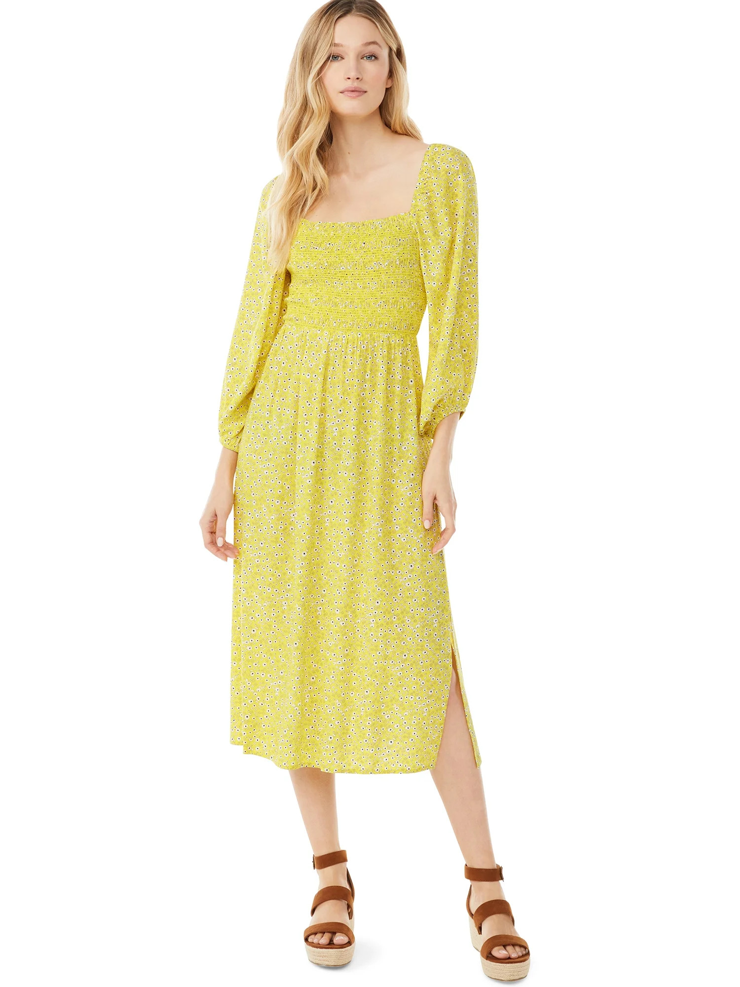 Scoop Women's Square Neck Midi Dress | Walmart (US)