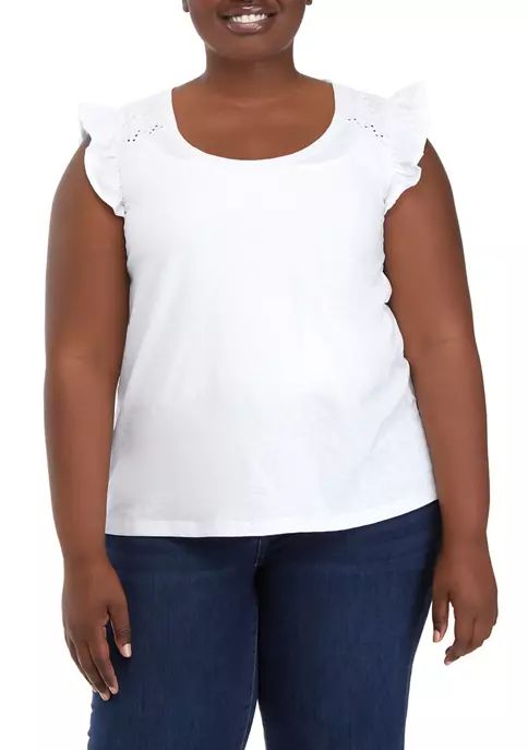 Plus Size Ruffle Eyelet Top | Belk