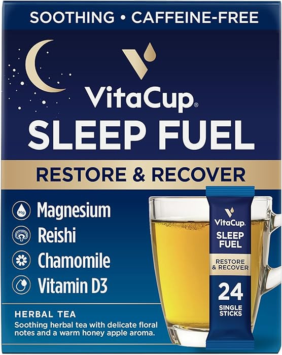 VitaCup Sleep Fuel Instant Tea Packets for Deep REM Sleep, Relax & De-Stress w/Chamomile, Magnesi... | Amazon (US)