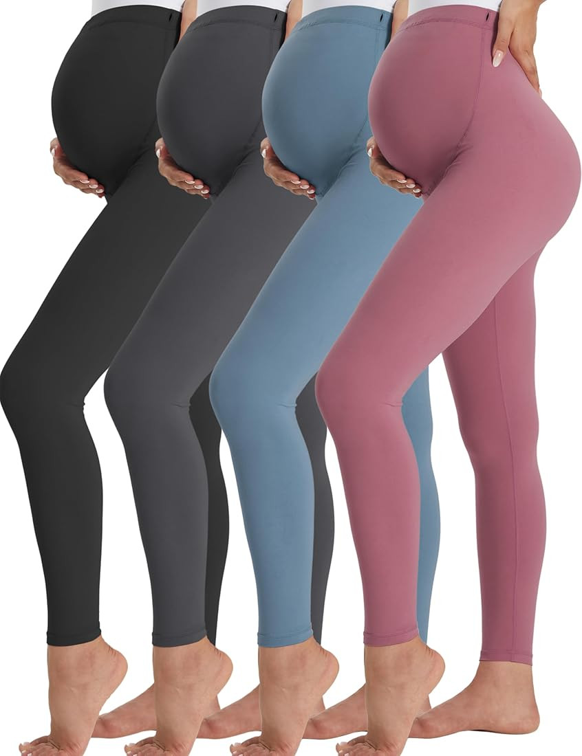 Buttergene Women's Maternity Leggings over the Belly Pregnancy Active Wear Workout Yoga Tights Pa... | Amazon (US)