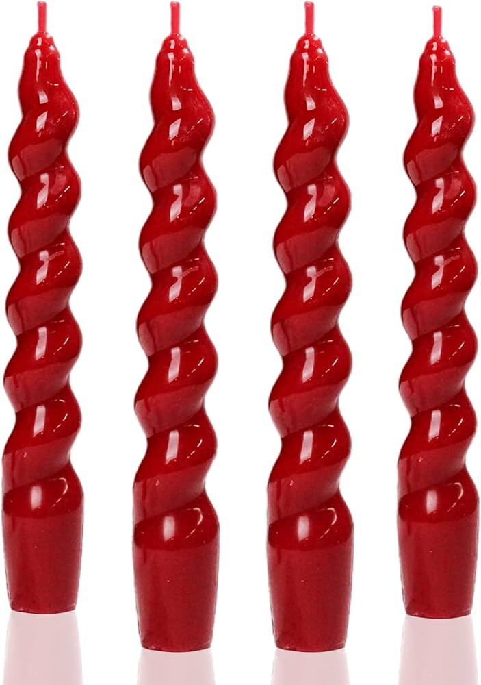 MAITREYA Red Spiral Taper Candles Conical Stick Candles Handmade Twisted Candles-Set of 4 for Dec... | Amazon (US)