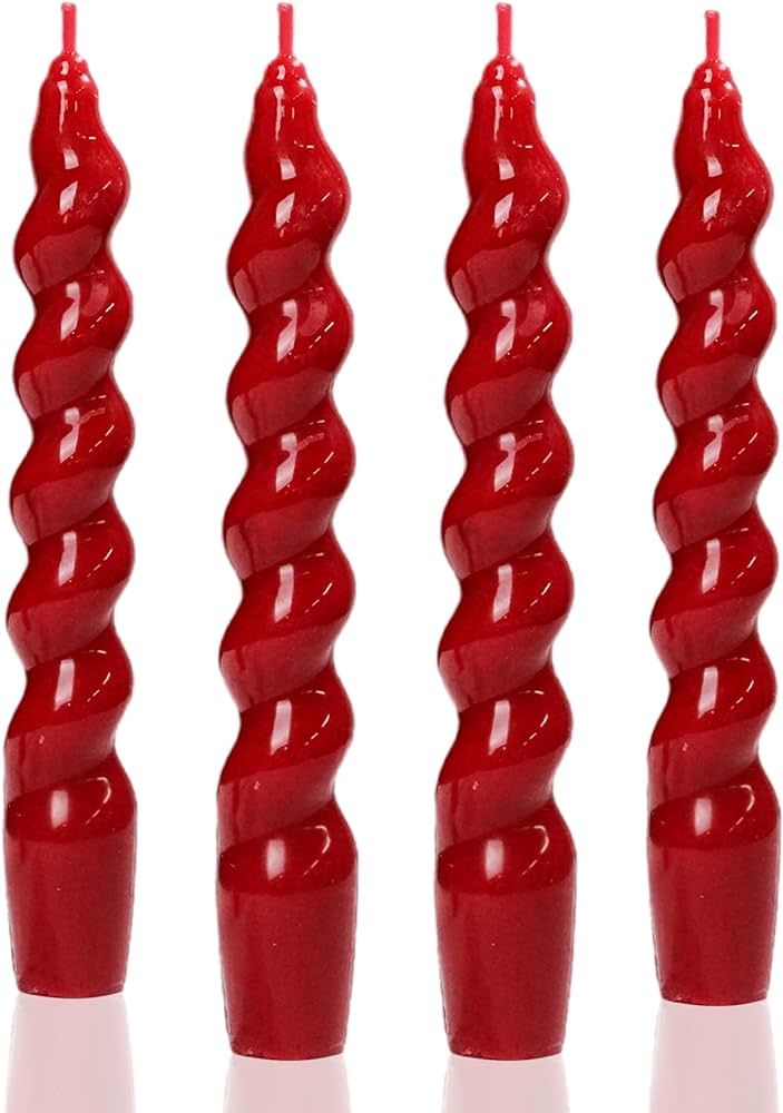 MAITREYA Red Spiral Taper Candles Conical Stick Candles Handmade Twisted Candles-Set of 4 for Dec... | Amazon (US)