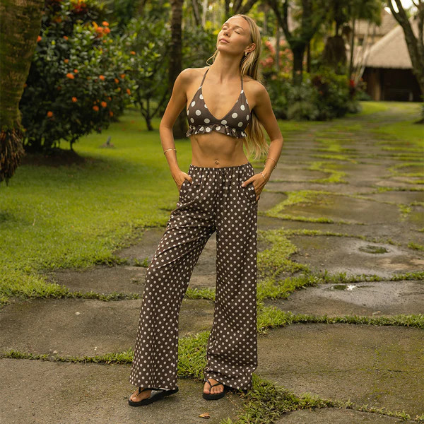 Slip On Trouser, Cream Cocoa Dot | Albion Fit