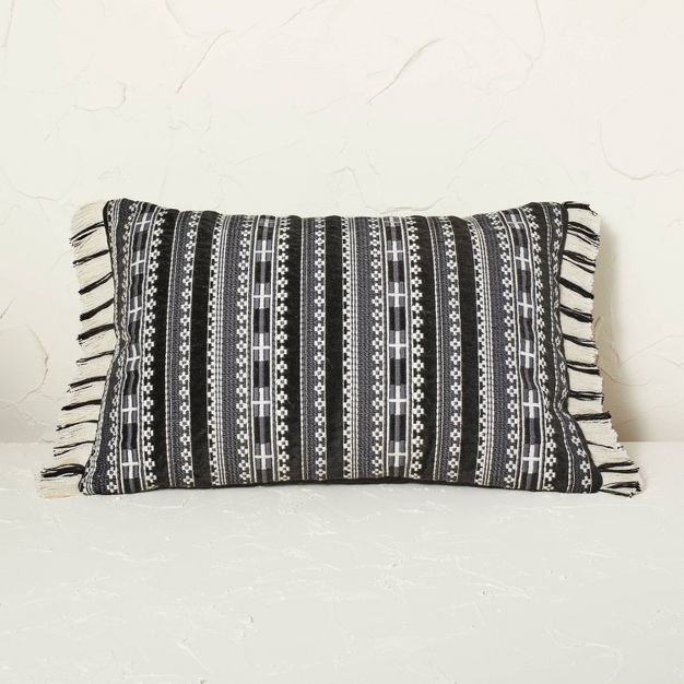 Velvet Embroidered Striped Lumbar Throw Pillow - Opalhouse™ designed with Jungalow™ | Target