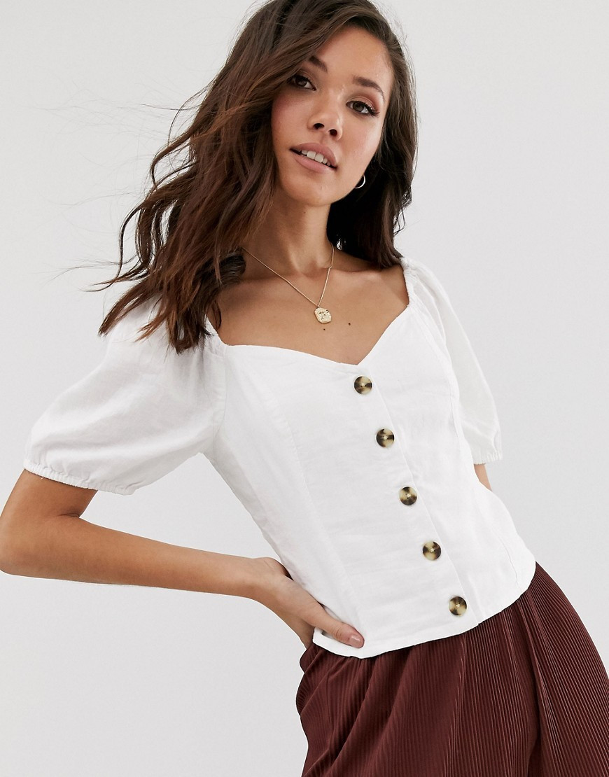 Abercrombie & Fitch - Camicia di lino con bottoni-Bianco | ASOS (Global)