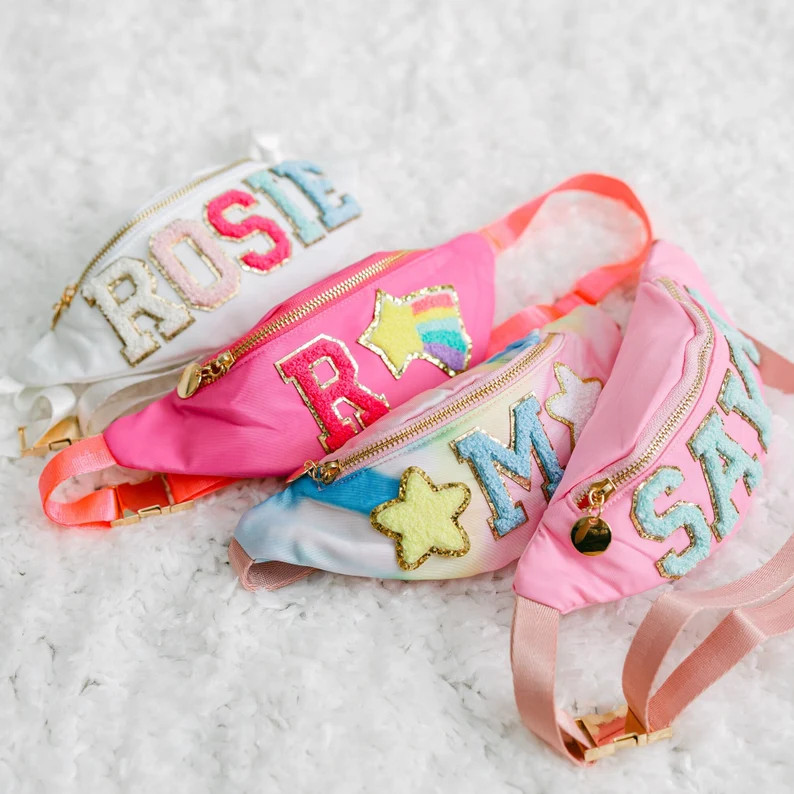 Personalized Kids Nylon Fanny Pack Chenille Letter Patch Fanny Pack Custom Kids Belt Bag Kids Min... | Etsy (US)