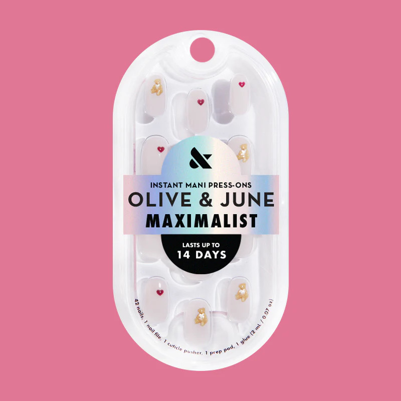 Tiny Teddy Hearts - Press On | Short | Round | Olive & June