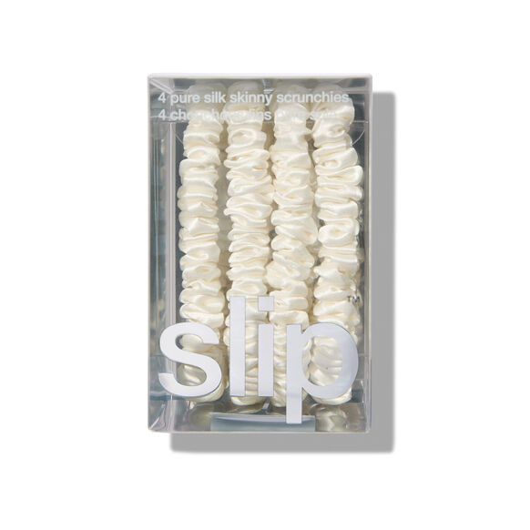 Pure Silk Skinny Scrunchies Set of 4 - White | Space NK - UK