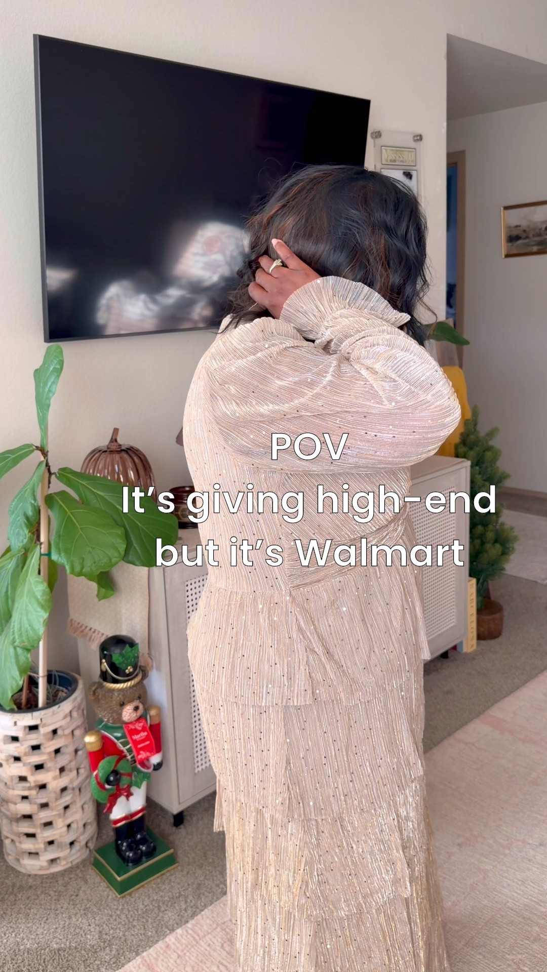 Love this fun shimmer dress from Walmart! Wearing the size large. 

#LTKHoliday #LTKMidsize #LTKPlusSize