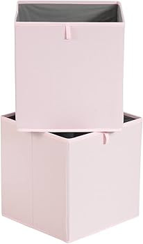 Amazon Basics Collapsible Fabric Storage Cube Organizer Bins - Pack of 6, Peony Pink, 13x15x13" | Amazon (US)