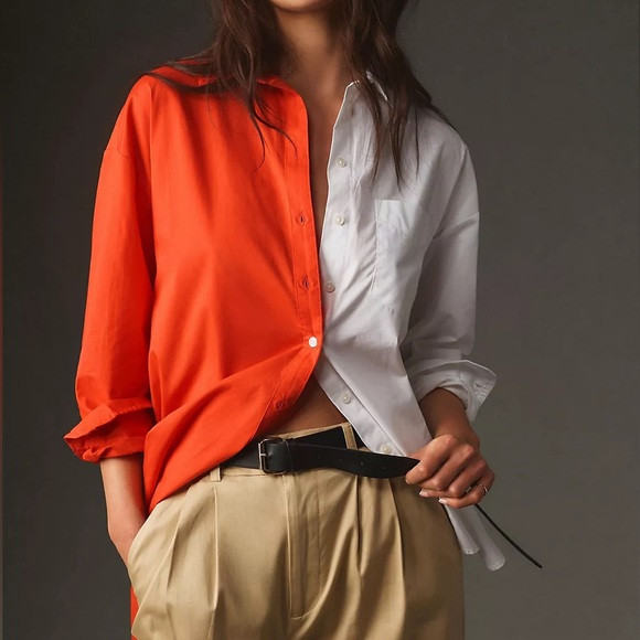 Anthropologie Maeve The Bennet Buttondown Shirt: Colorblock Edition Size XS | Poshmark