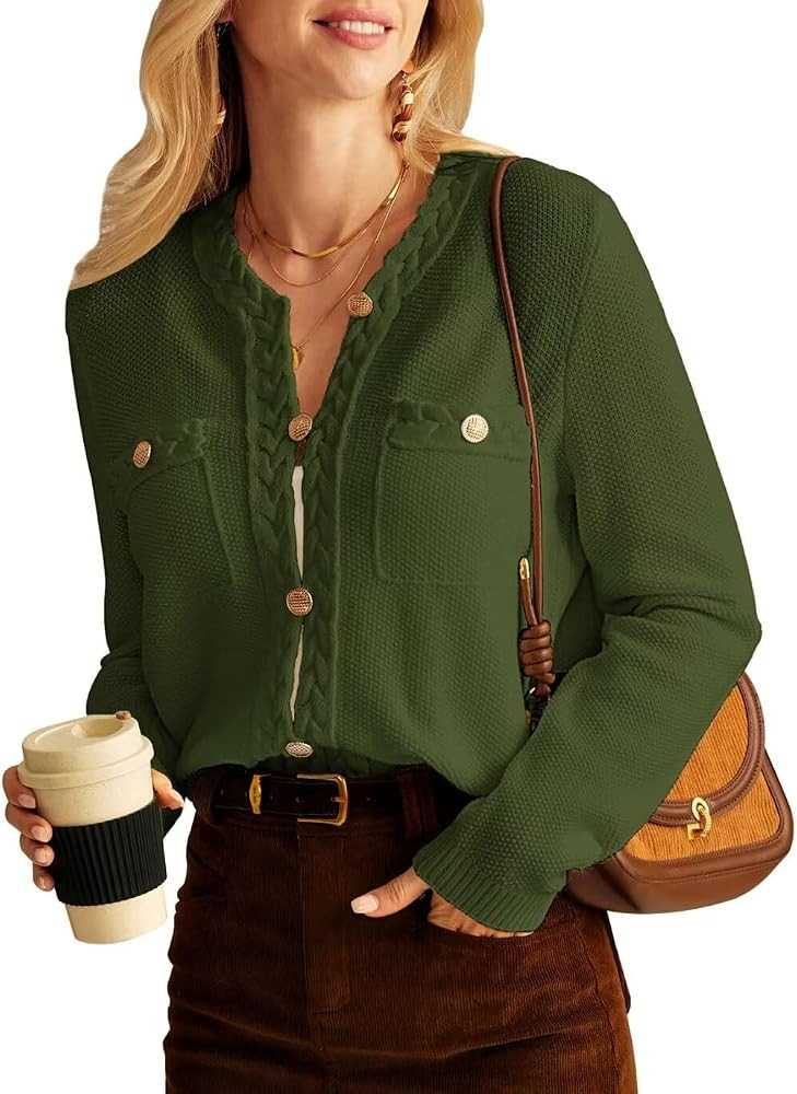 GRACE KARIN Womens Button Down Cardigan Long Sleeve Open Front Knit Cardigan Sweaters with Pocket... | Amazon (US)