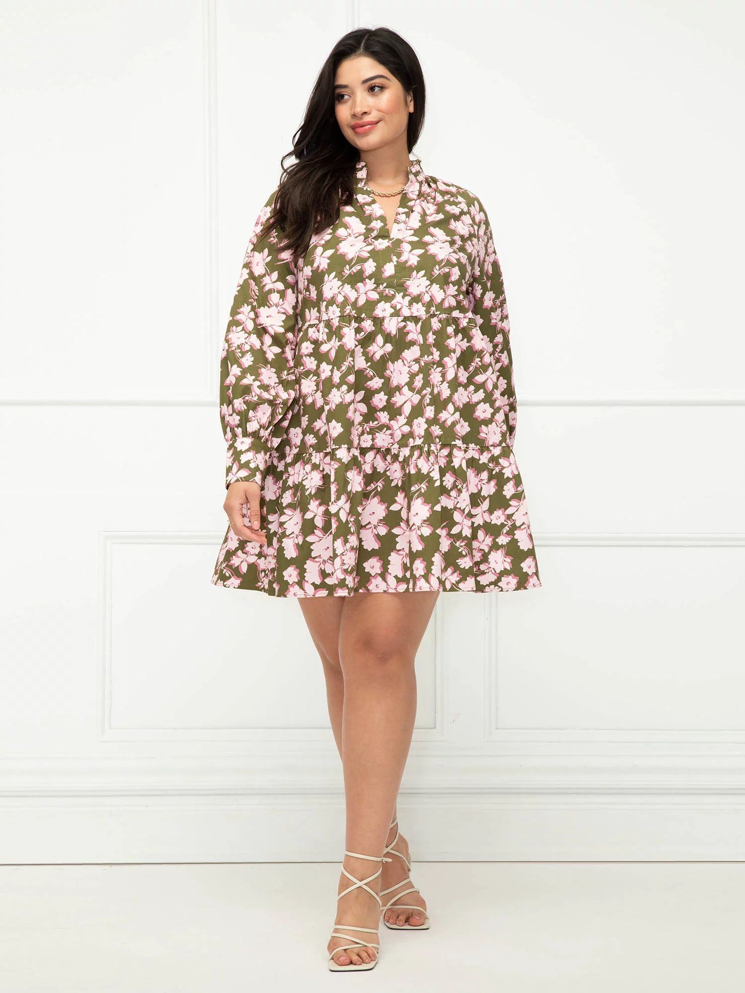 ELOQUII Elements Women's Plus Size Tiered Bloom Print Easy Dress | Walmart (US)