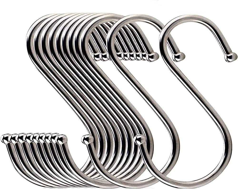 Lysas 20-Pack Round S Shaped Metal, Hooks Hangers for Kitchen, Bathroom, Bedroom and Office | Amazon (US)