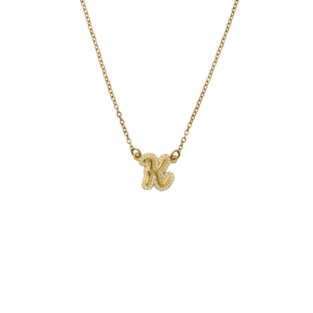 Script Crystal Initial Necklace | Ahava Jewels