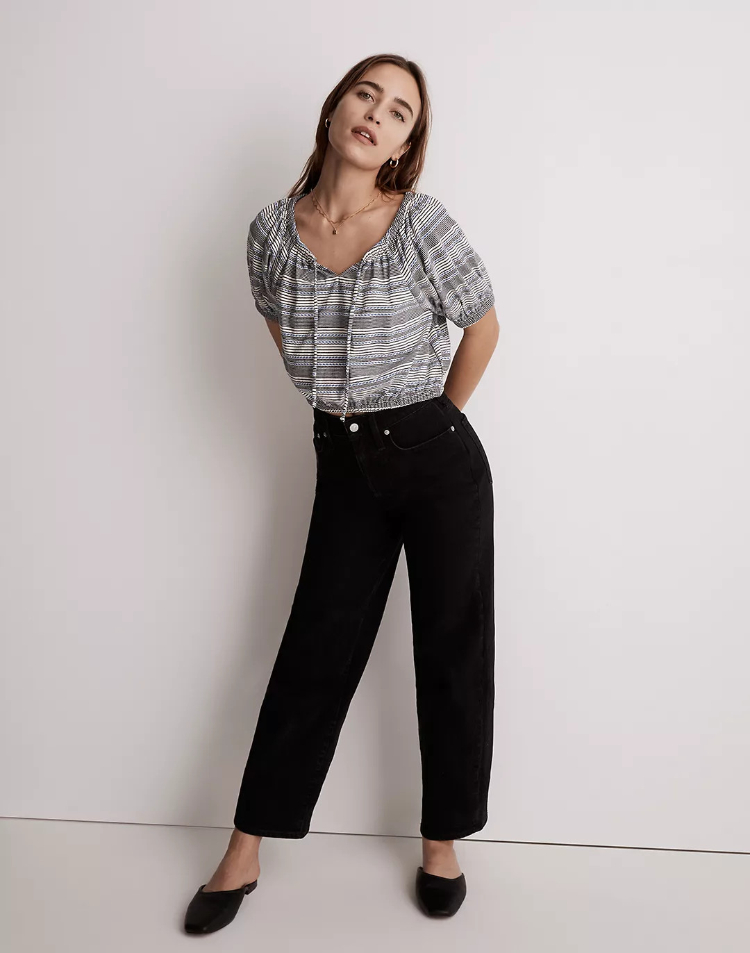 Jacquard Keyhole Crop Top in Stripe | Madewell