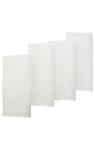 White Eyelet Dinner Napkins Set Of 4 | Revolve Clothing (Global)
