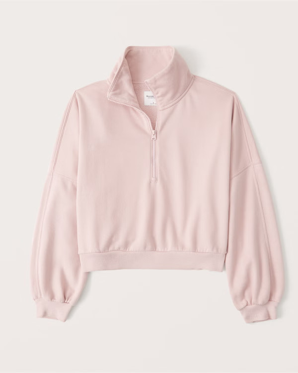 Women's Balloon Sleeve Half-Zip Sweatshirt | Women's The Abercrombie Collab | Abercrombie.com | Abercrombie & Fitch (US)
