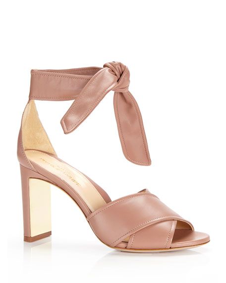 Marion Parke Leah Metallic Leather Ankle-Tie Sandals | Neiman Marcus