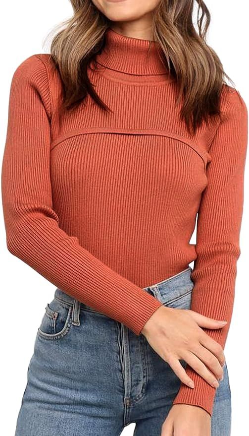 PRETTYGARDEN Women’s Turtleneck Knit Sweater Long Sleeve Soft Classic Fit Pullover Tops | Amazon (US)