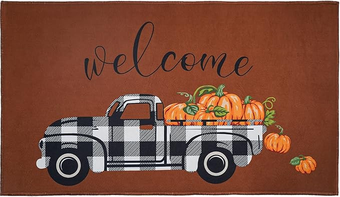 Fall Welcome Pumpkin Decorative Doormat, Autumn Indoor/Outdoor Non-Slip Rug, Front Door Welcome M... | Amazon (US)