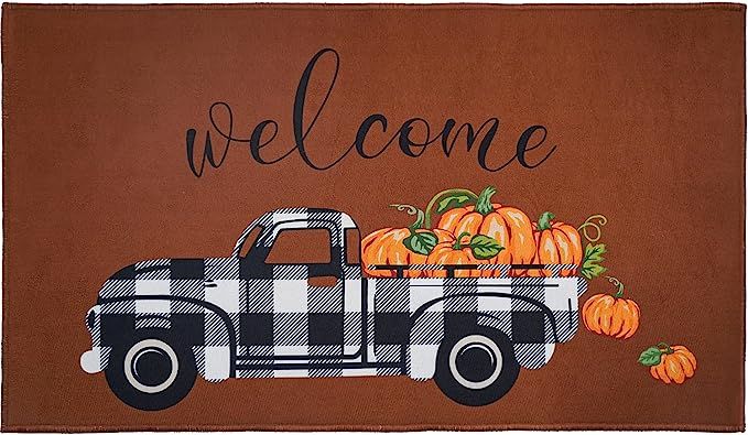 Fall Welcome Pumpkin Decorative Doormat, Autumn Indoor/Outdoor Non-Slip Rug, Front Door Welcome M... | Amazon (US)